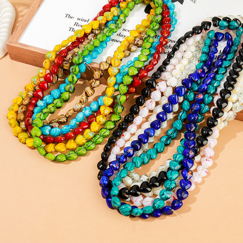 Millefiori Heart Lampwork Glass Beads 12mm Colorful Swirl 50pcs 4