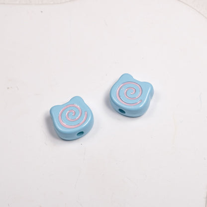 Painted Spiral Bear Acrylic Beads 11mm Colorful Glossy 50pcs 10