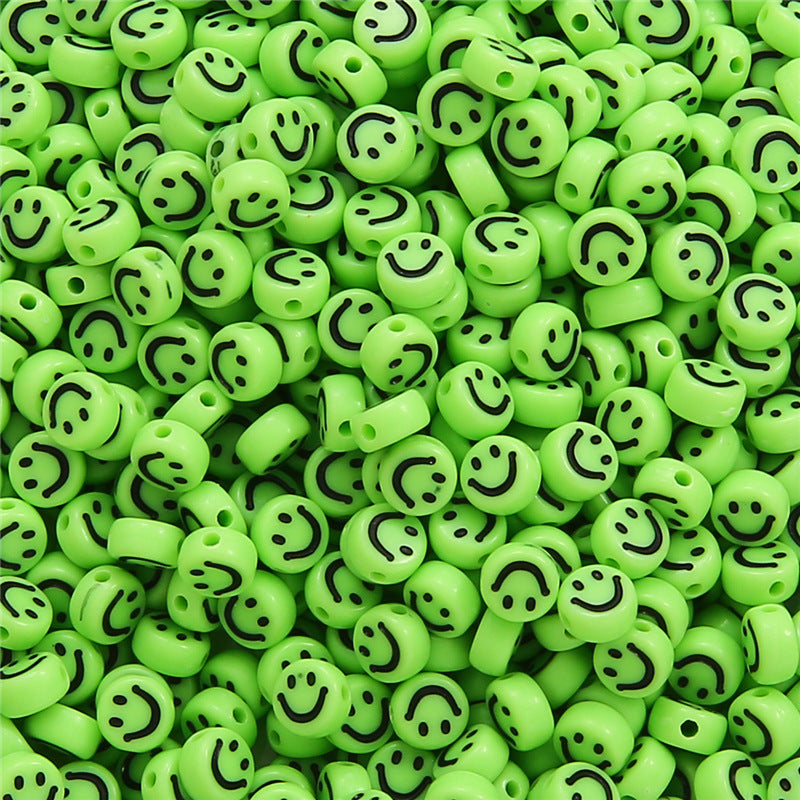 Smiling Face Flat Acrylic Beads 7x4mm Colorful Mixed 200pcs 12