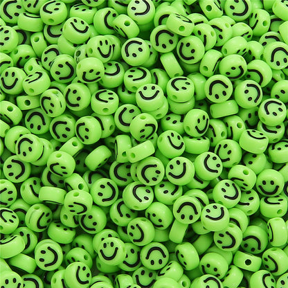 Smiling Face Flat Acrylic Beads 7x4mm Colorful Mixed 200pcs 12