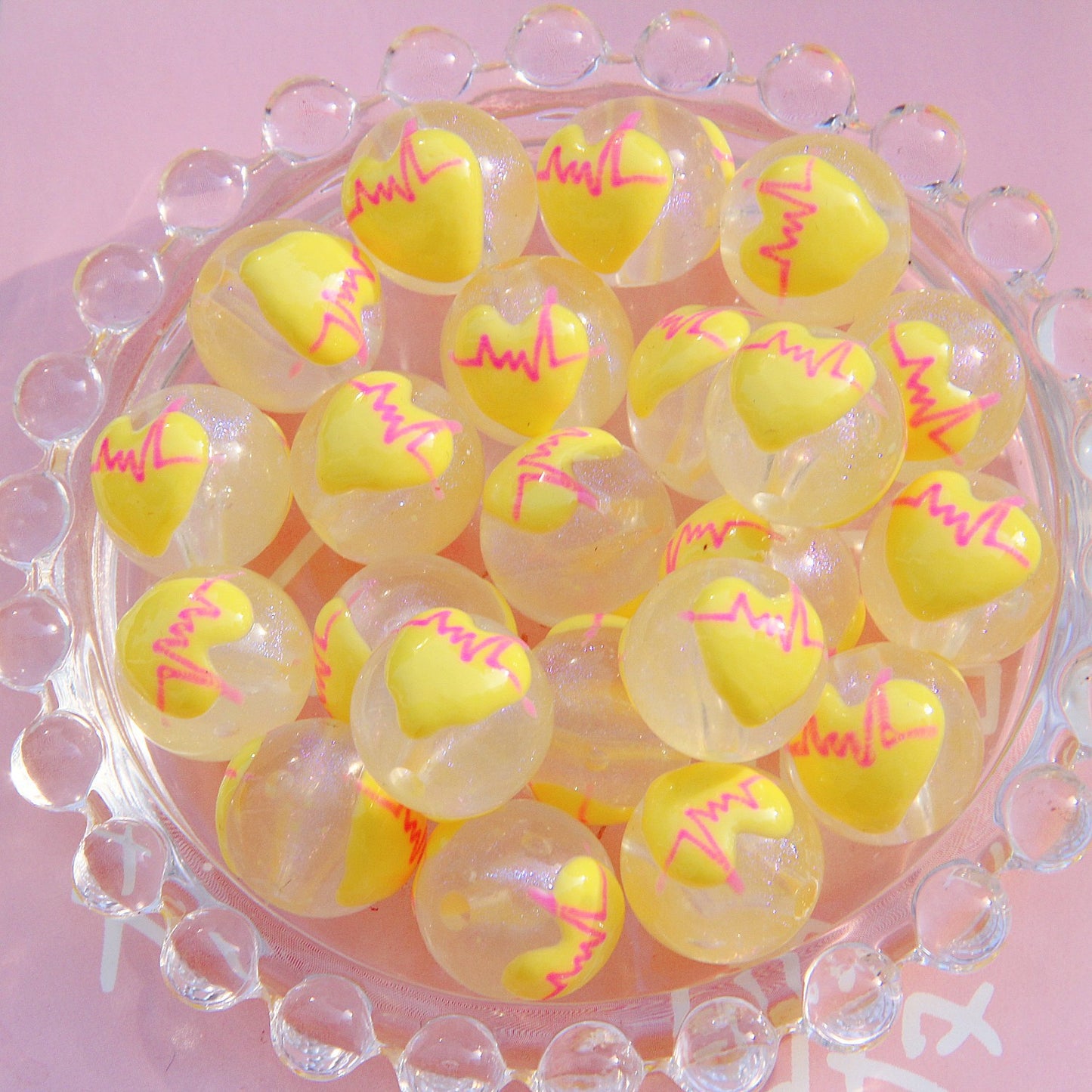 Painted Smiley Face Acrylic Beads 16mm Glow In The Dark 10pcs 18