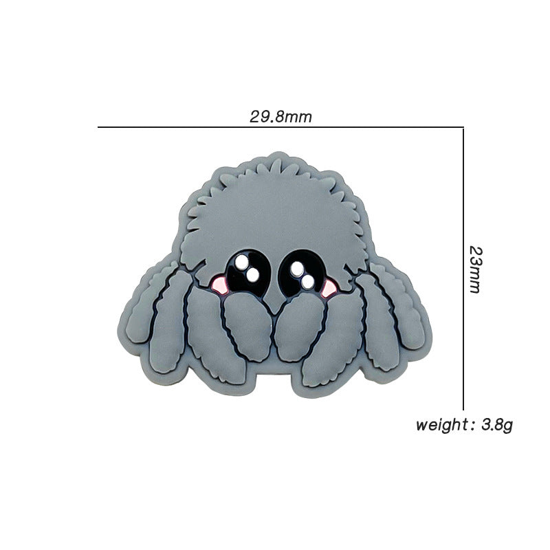 Silicone Focal Beads Octopus Fish Shy Expression Grey 20pcs 2