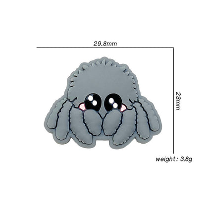 Silicone Focal Beads Octopus Fish Shy Expression Grey 20pcs 2