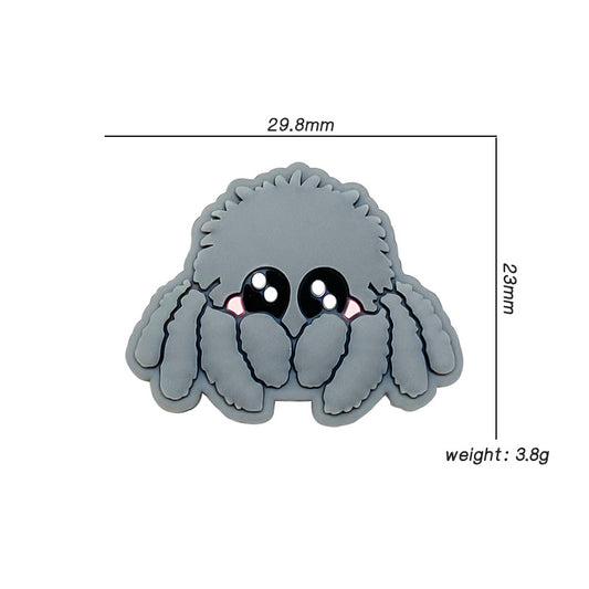 Silicone Focal Beads Octopus Fish Shy Expression Grey 20pcs 2