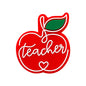 Silicone Focal Beads Teacher Red Apple Script Heart 20pcs 6