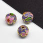 Flower Leaf Pattern Metal Beads 6/8/10mm Colorful Cloisonne Enamel 10pcs 25