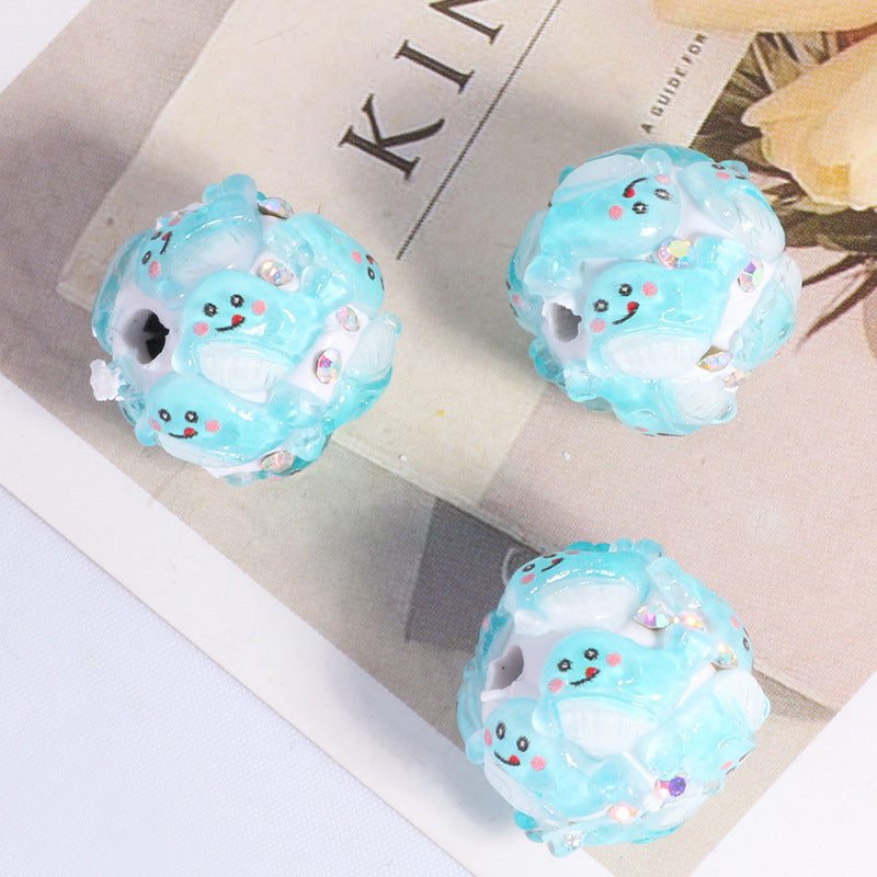 Embellished Bubblegum Beads 20mm Cartoon Animal Resin Rhinestone 4pcs 15