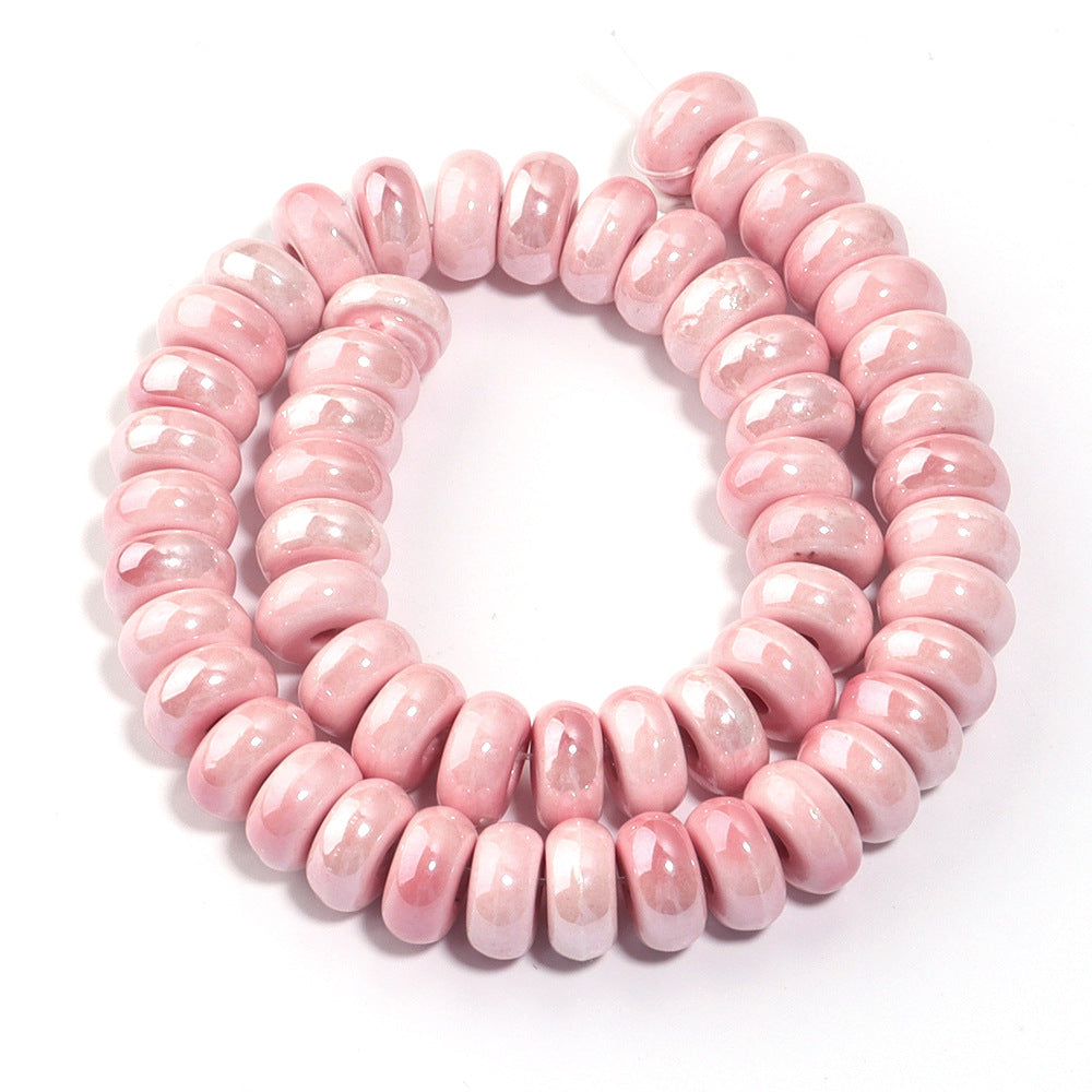 Ceramic Flat Round Spacer Beads 9mm Colored Abacus 55pcs 10