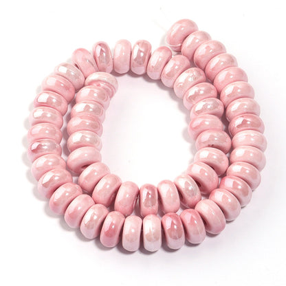 Ceramic Flat Round Spacer Beads 9mm Colored Abacus 55pcs 10