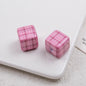 Baking Painted Square Acrylic Beads 14mm Plaid Colorful 50pcs 7