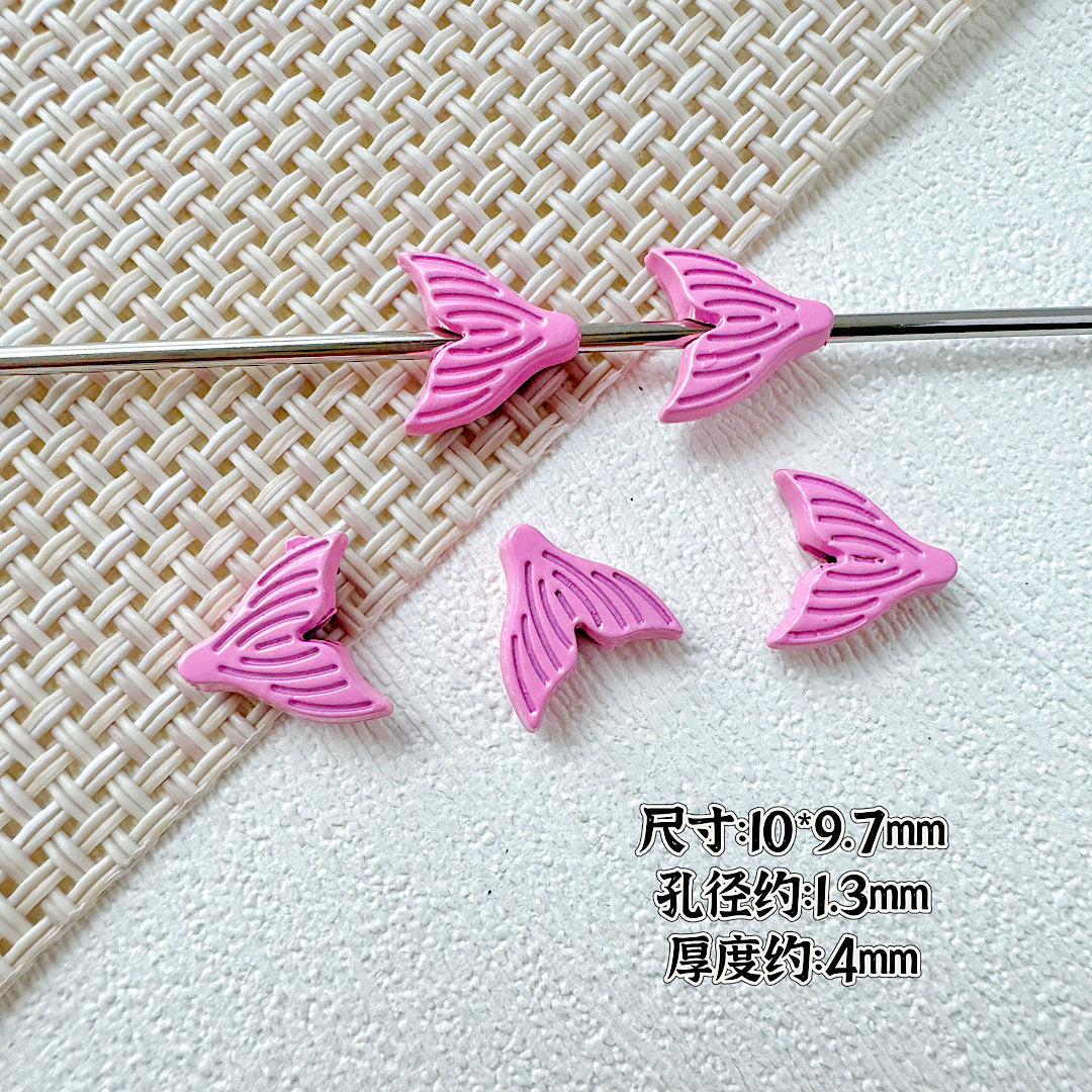 Shell and Mermaid Tail Metal Beads 14mm Glossy Pastel Painted Alloy 10pcs 22