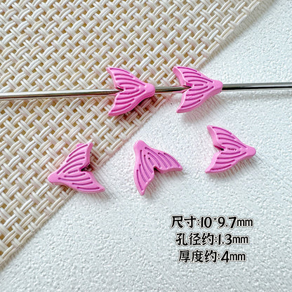 Shell and Mermaid Tail Metal Beads 14mm Glossy Pastel Painted Alloy 10pcs 22