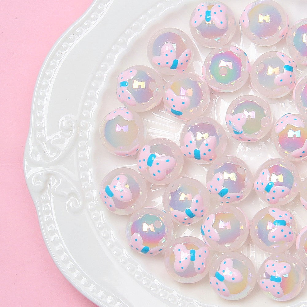 Hand Painted Daisy Bee Series Acrylic Beads 16mm Colorful Glossy 10pcs 15