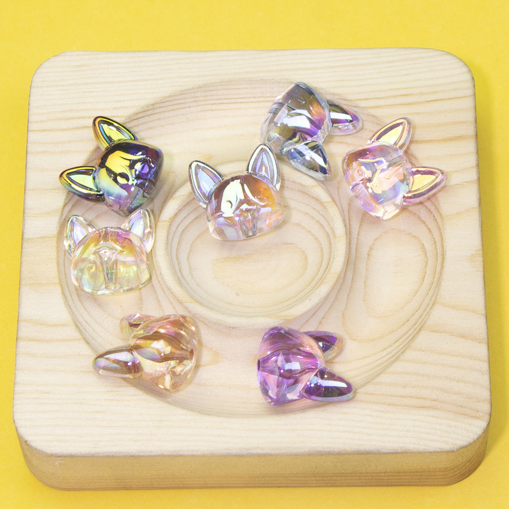 Transparent Plating Corgi Acrylic Beads 18mm Iridescent 20pcs 4