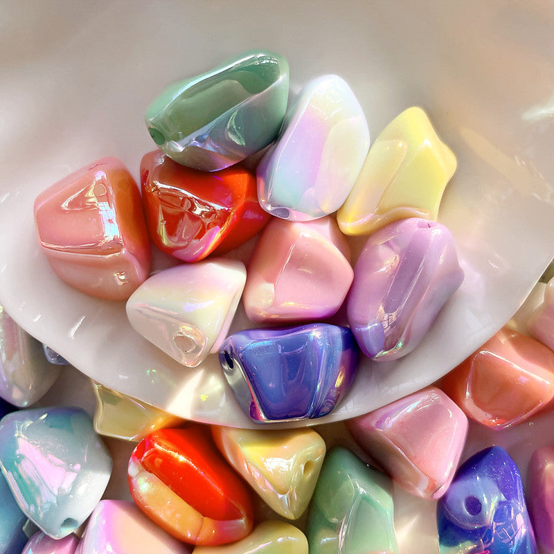 Plating Irregular Trapezoid Acrylic Beads 24mm Colorful Glossy 50pcs 3
