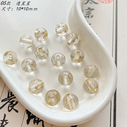 Transparent Love Star Acrylic Beads 8-11mm Gilded Vintage 100pcs 10