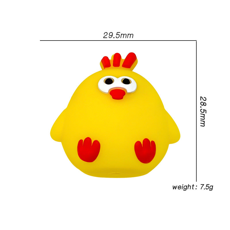 Silicone 3D Focal Beads Chick Rounded Form Red Feet 20pcs 2