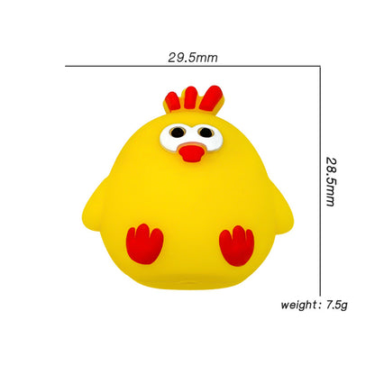 Silicone 3D Focal Beads Chick Rounded Form Red Feet 20pcs 2