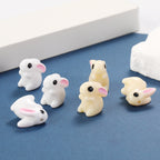 3D Rabbit Resin Beads 21mm Glossy Detailed Charm 2pcs