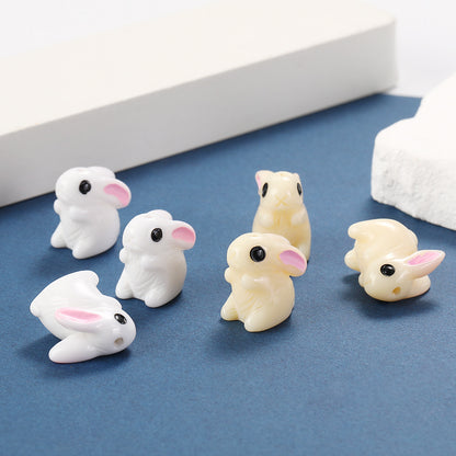 3D Rabbit Resin Beads 21mm Glossy Detailed Charm 2pcs