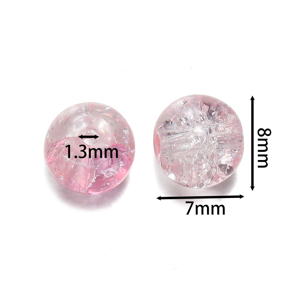Crackle Round Glass Beads 8mm Colored Hole 1.3mm 50pcs 2
