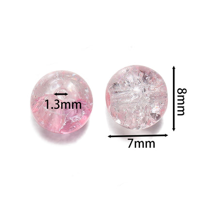 Crackle Round Glass Beads 8mm Colored Hole 1.3mm 50pcs 2