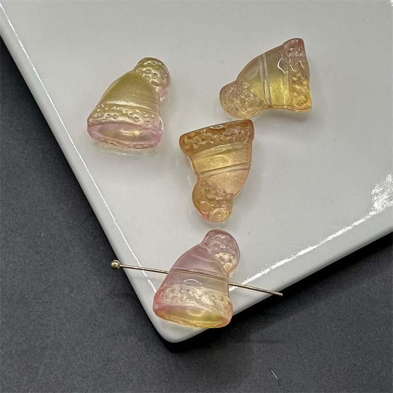 Transparent Christmas Cap Glass Beads 14x17mm Multicolor 100pcs 6