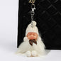 Plush Sleep Doll Keychain Soft Pom Pom Body Knitted Hat Zinc Alloy 8