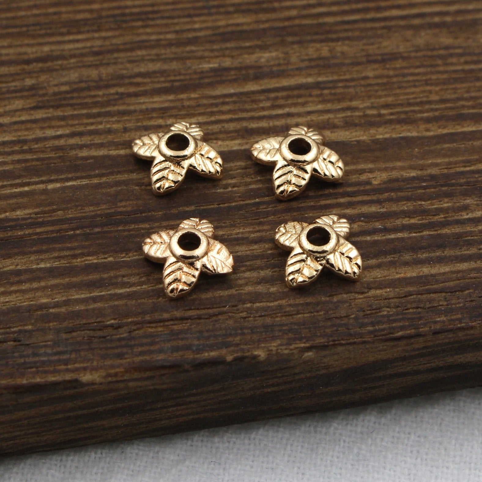 Brass Four-Leaf Flower Bead Caps 5.5mm 1pc 3