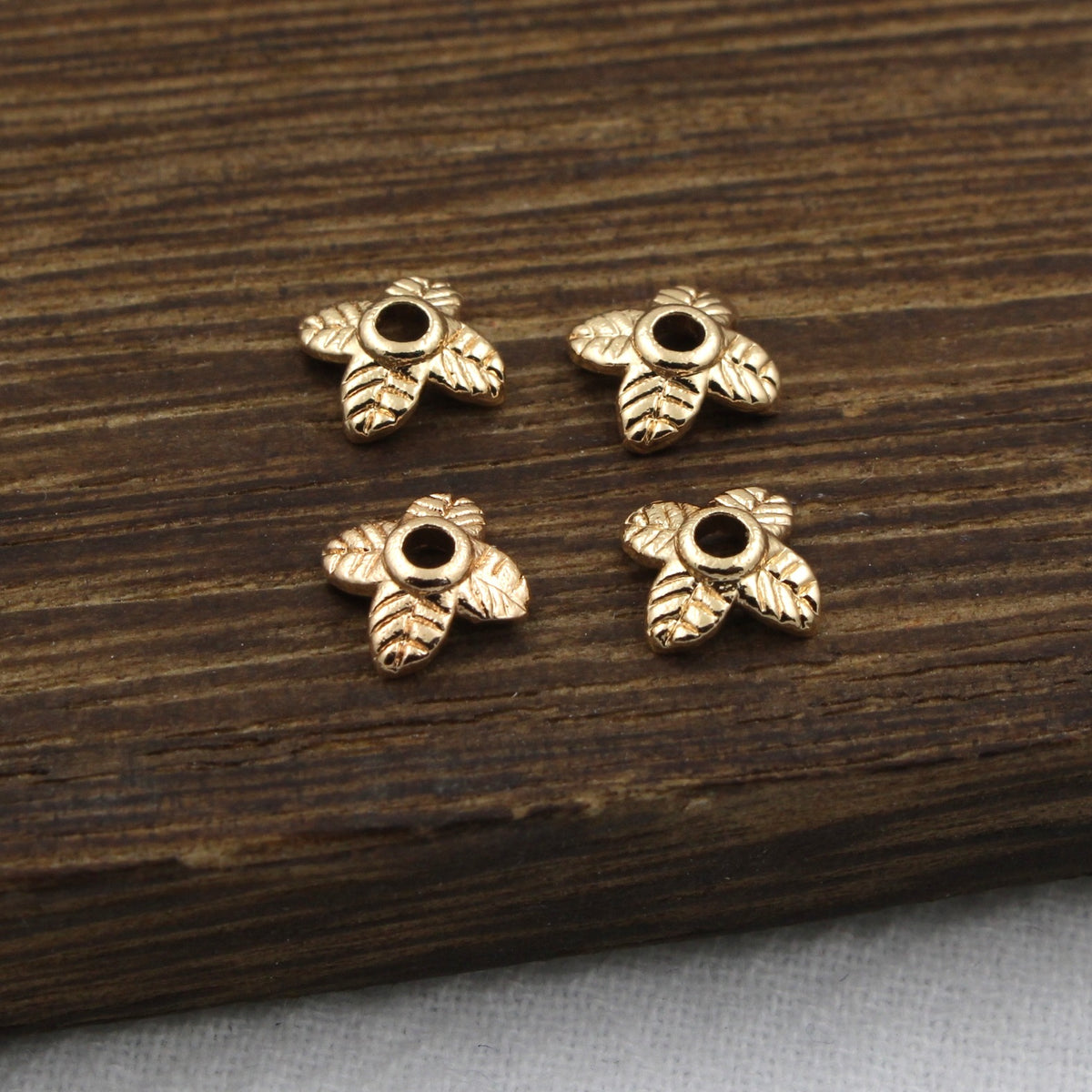 Brass Four-Leaf Flower Bead Caps 5.5mm 1pc 3