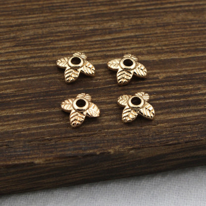 Brass Four-Leaf Flower Bead Caps 5.5mm 1pc 3