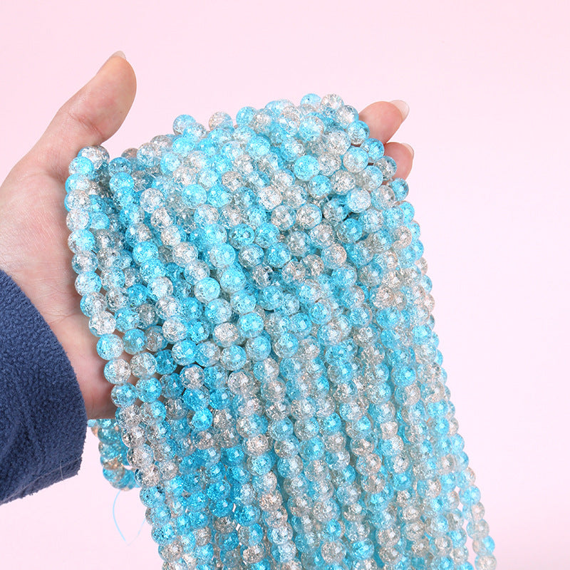 Crackle Round Glass Beads 8mm Gradient Dual Color Translucent 100pcs 11