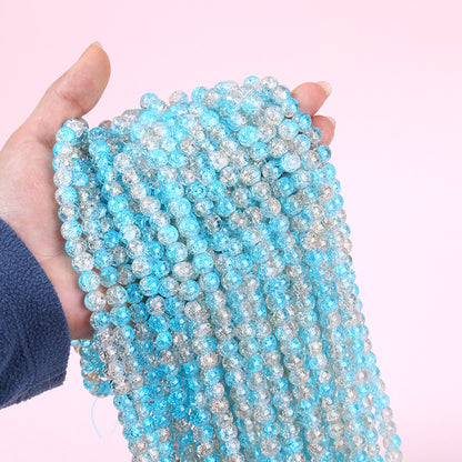 Crackle Round Glass Beads 8mm Gradient Dual Color Translucent 100pcs 11
