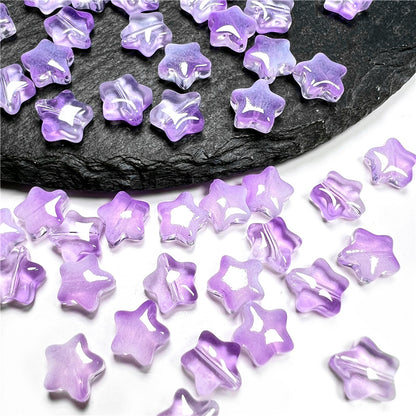Czech Glass Beads Star 8mm Translucent Soft Color Gradient 50pcs 31