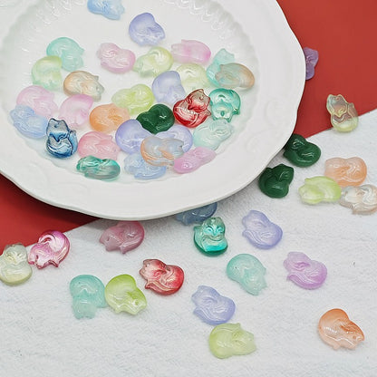 Czech Glass Beads Fox 18mm Translucent Pastel Colors 25pcs 3