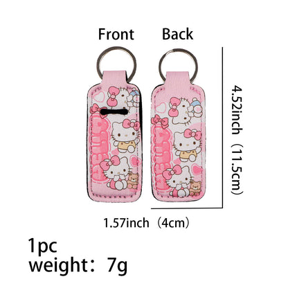 Neoprene Chapstick Holder Keychain Sanri Pattern Kawaii Animal 3pcs 7