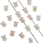 Hand Painted Bear Ceramic Beads 17mm Multicolor 2pcs 5