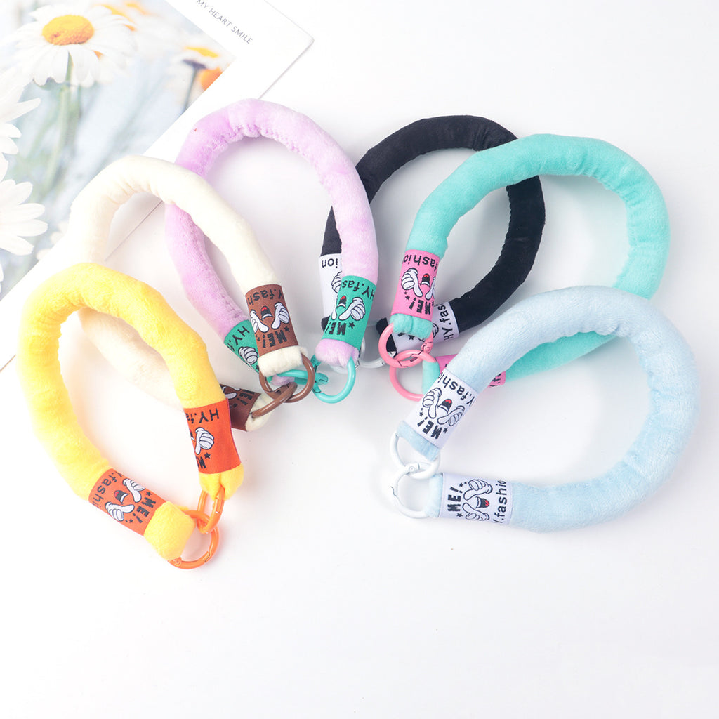 Plush Fabric Stuffed Lanyard Phone Keychain Soft Pastel Colors 2pcs 2
