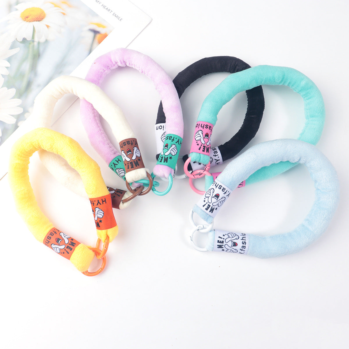 Plush Fabric Stuffed Lanyard Phone Keychain Soft Pastel Colors 2pcs 2
