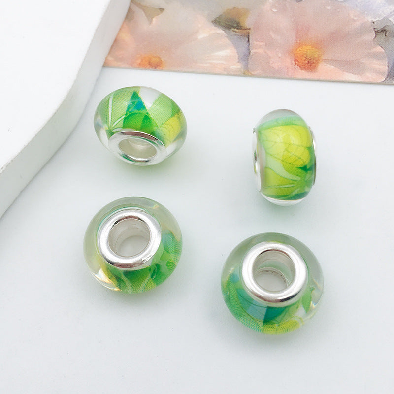 Mixed Design Resin Spacer Beads Green Tone Bulk 40pcs 6