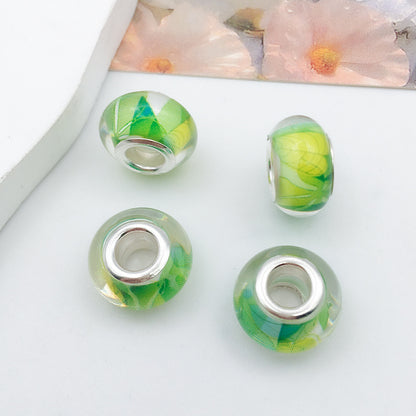 Mixed Design Resin Spacer Beads Green Tone Bulk 40pcs 6