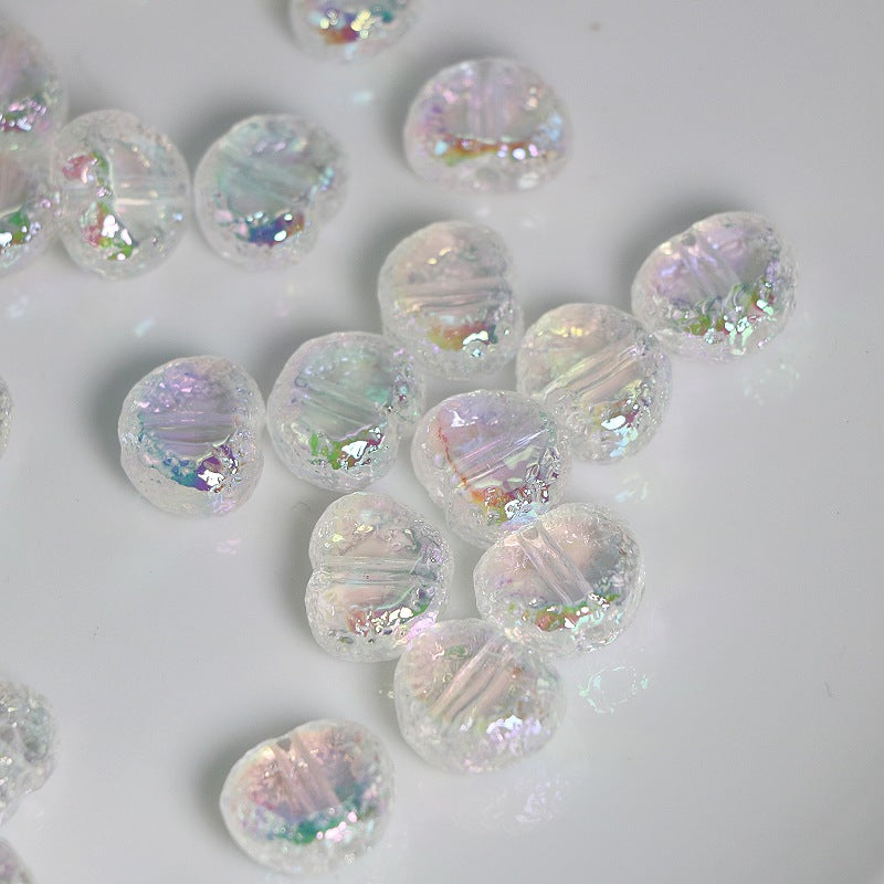 Transparent Wrinkled Flat Heart Acrylic Beads 14mm Iridescent 50pcs 4