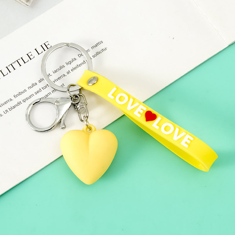 Resin Heart Keychain with Love Strap Pastel Colors 6