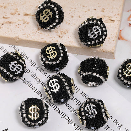 Dollar Bill Ball Rhinestone Beads 19mm Clustered Stones 5pcs 9