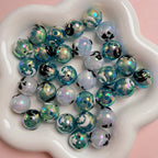 Painted Star Moon Acrylic Beads 16mm Black White Hand Drawn 5pcs