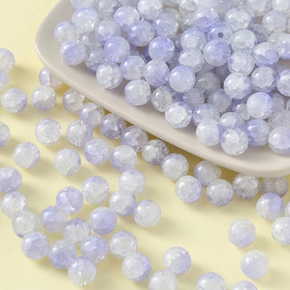 Gradient Crackle Round Glass Beads 10mm Pastel Mixed Colors 100pcs 20