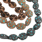 Egg Shaped Rhinestone Beads 23mm Polymer Clay Full Pave Blue Brown 6pcs 5
