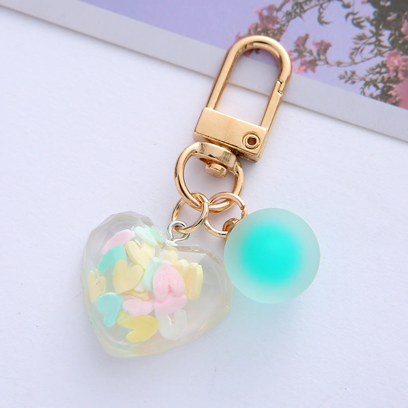 Gradient Glitter Heart Keychain Acrylic Transparent Colorful Charm 3