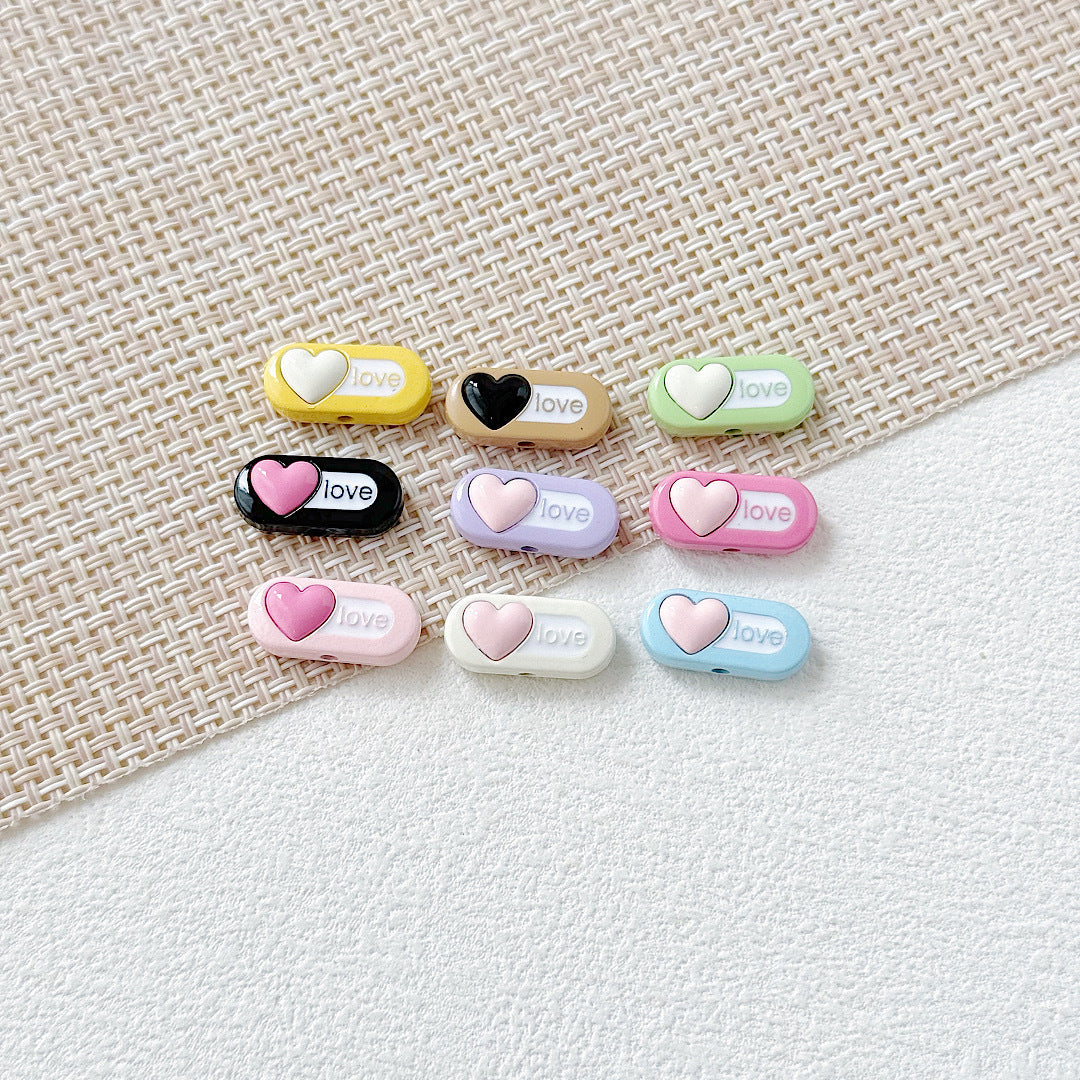 Heart Metal Beads 15-18mm Baking Painted Cherry Blossom Kitten Design 10pcs 25