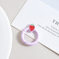 Strawberry Painted Circle Zinc Alloy Trigger Spring Keyrings 6pcs 32mm 19